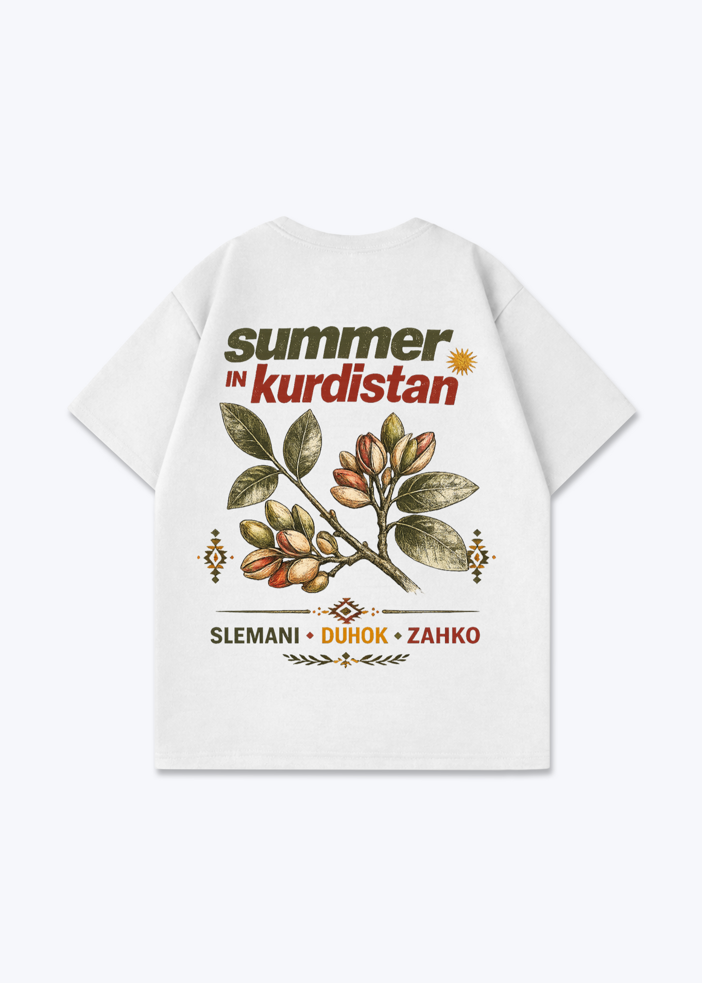 Summer in Kurdistan Pistachio Oversized Shirt - White Back (Designed)