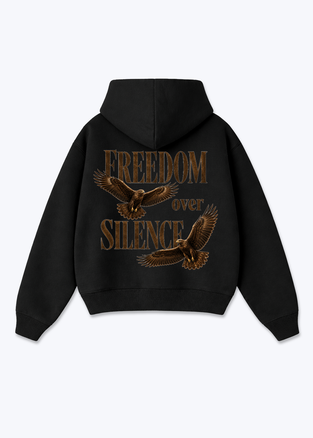 Freedom over Silence Oversized Hoodie - Black Back (Designed)