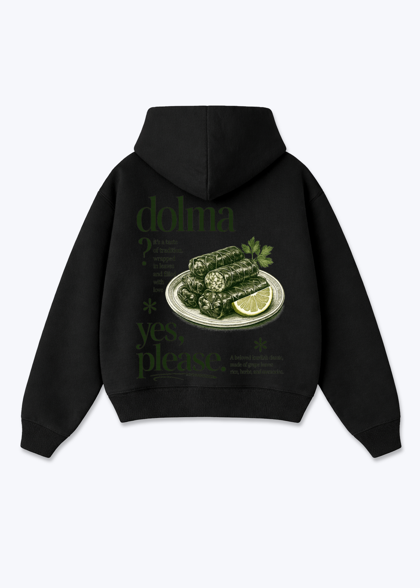 Dolma yes please Oversized Hoodie - Black Back (Designed)