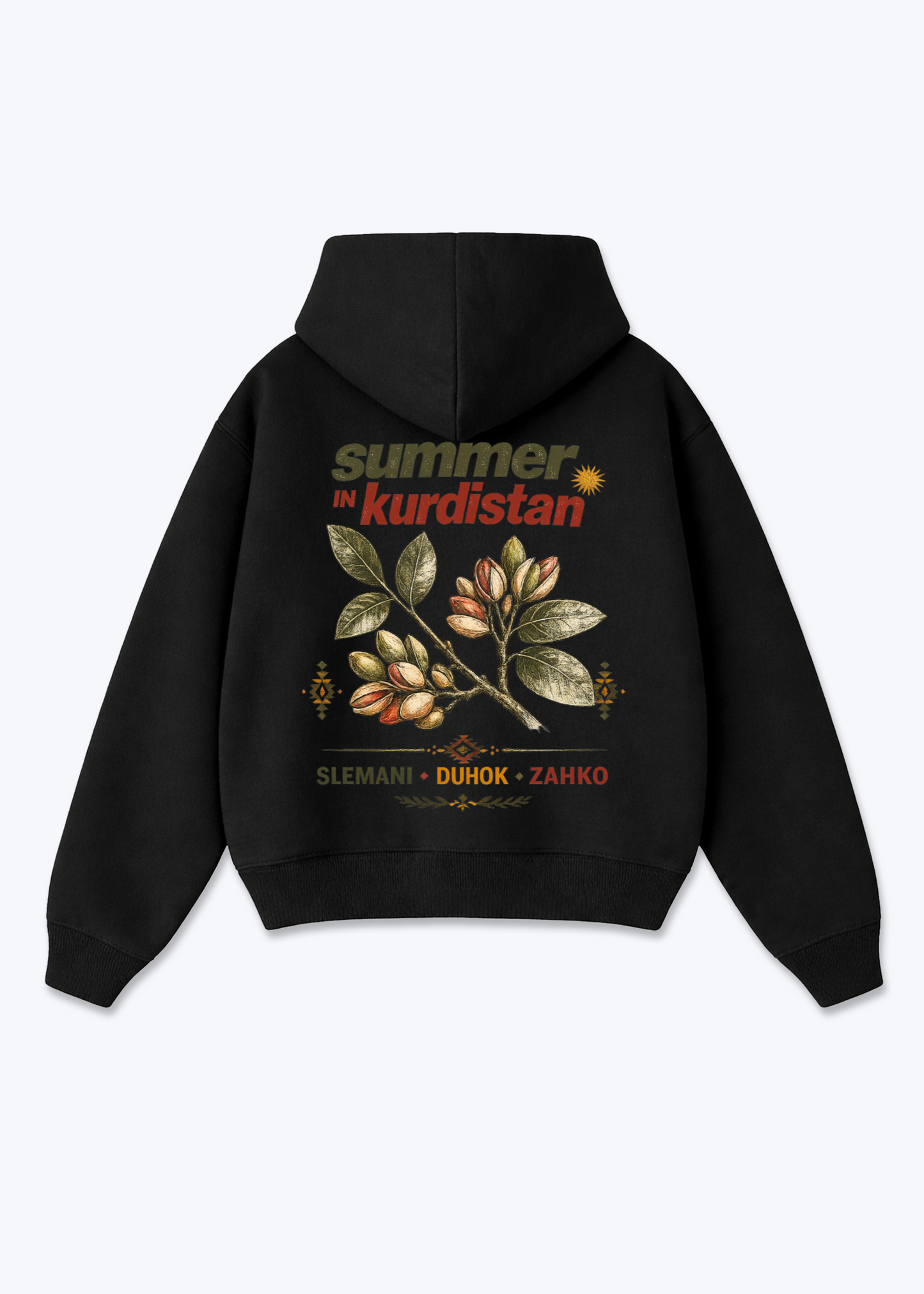 Summer in Kurdistan Pistachio Oversized Hoodie - Black Back (Designed)