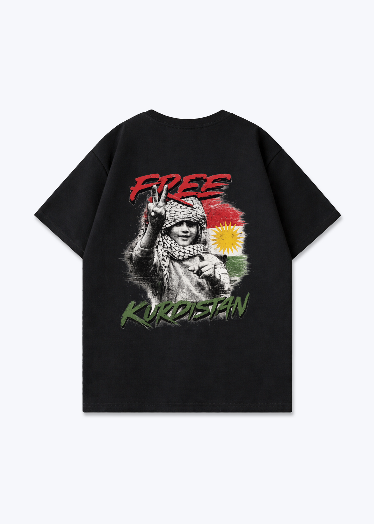 Free Kurdistan Oversized Shirt - Black Back (Designed)