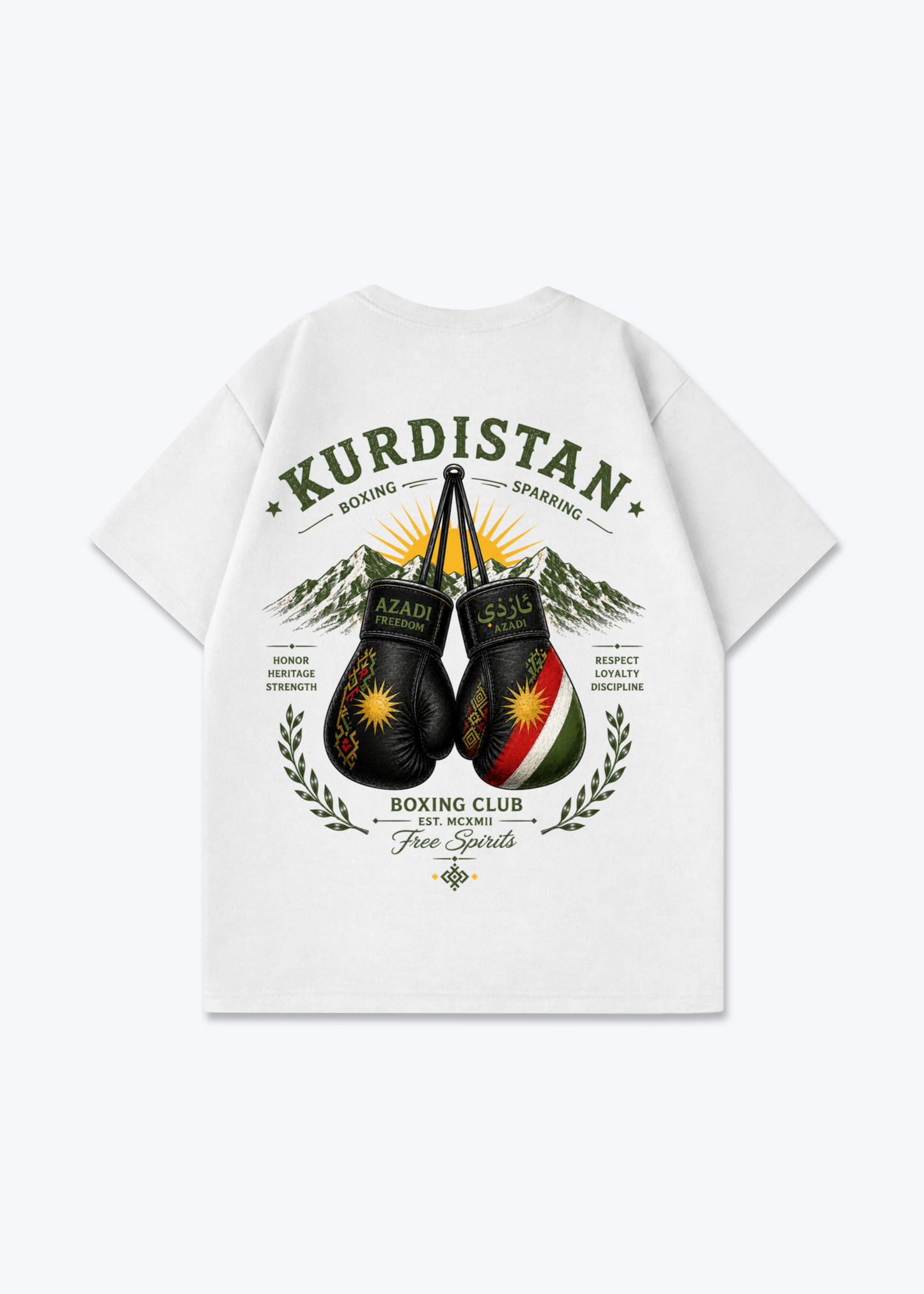 Kurdistan boxing Sparring Oversized Shirt - White Back (Designed)