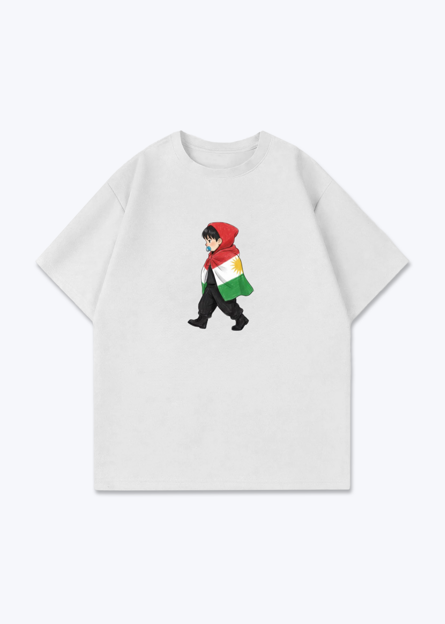 Kurdish toddler Oversized Shirt - White Front (Designed)