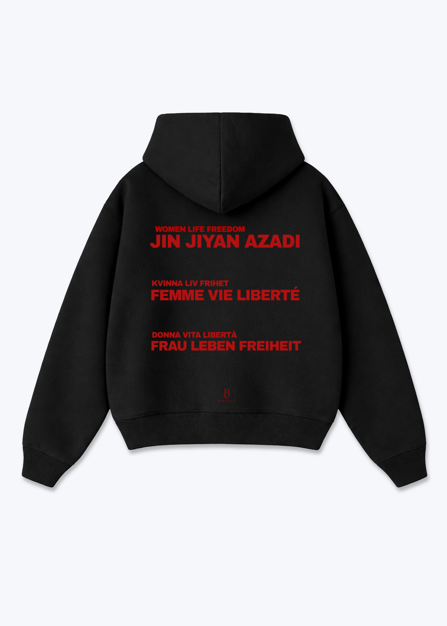 Women Life Freedom Oversized Hoodie - Black Back (Designed)