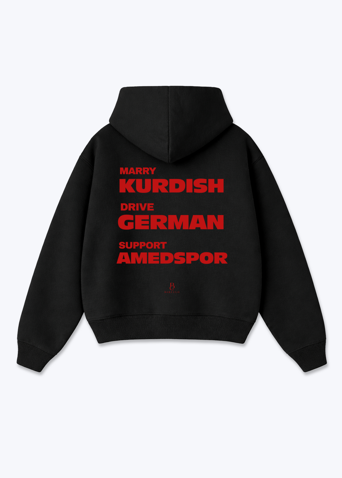Marry Drive Support Amedspor Oversized Hoodie - Black Back (Designed)