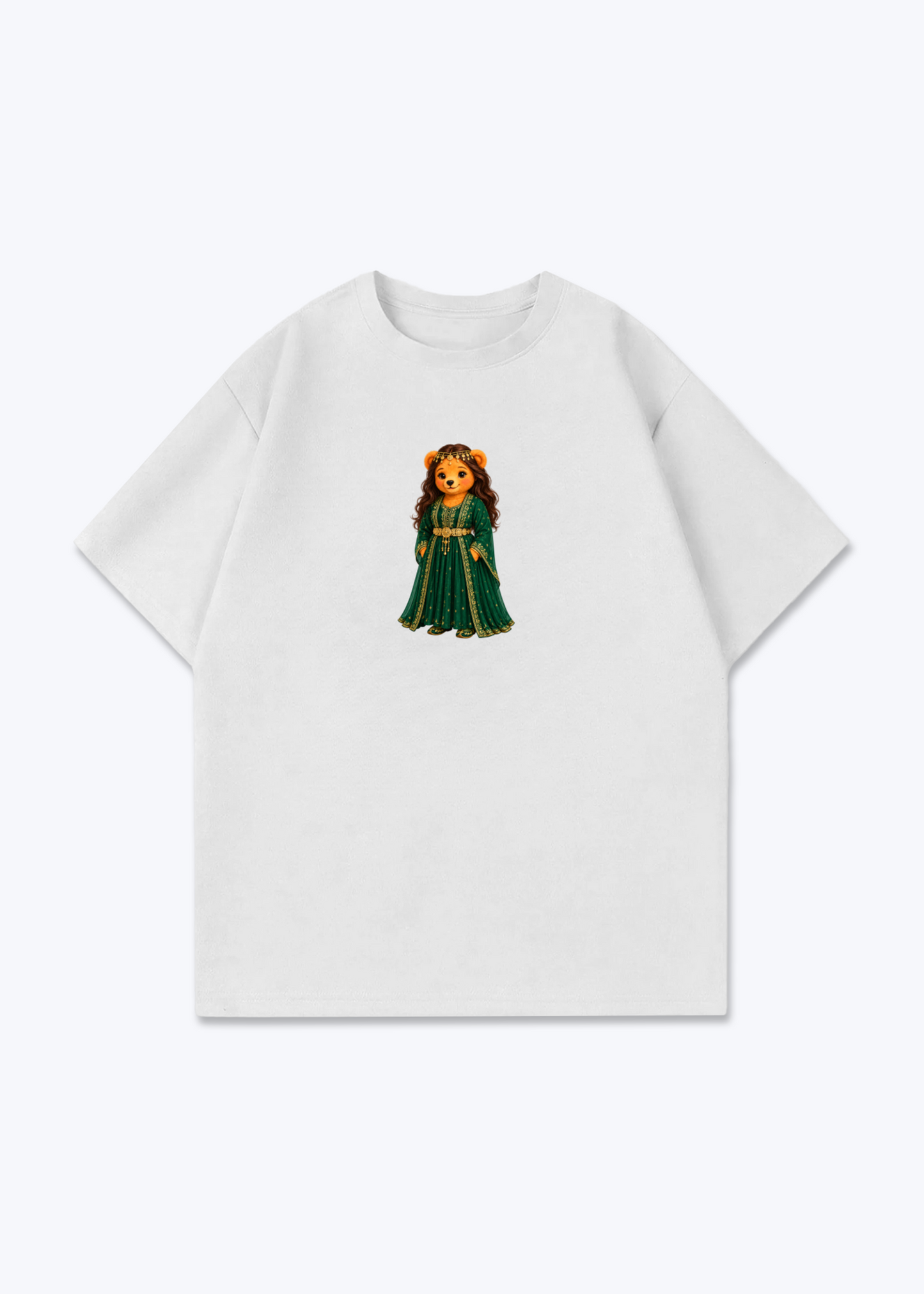 kurdish bear jin Oversized Shirt - White Front (Designed)