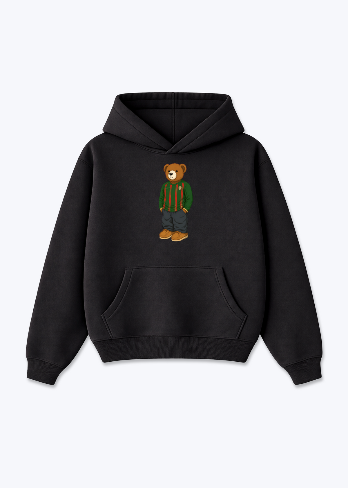 Amed heim Bär Oversized Hoodie - Black Front (Designed)
