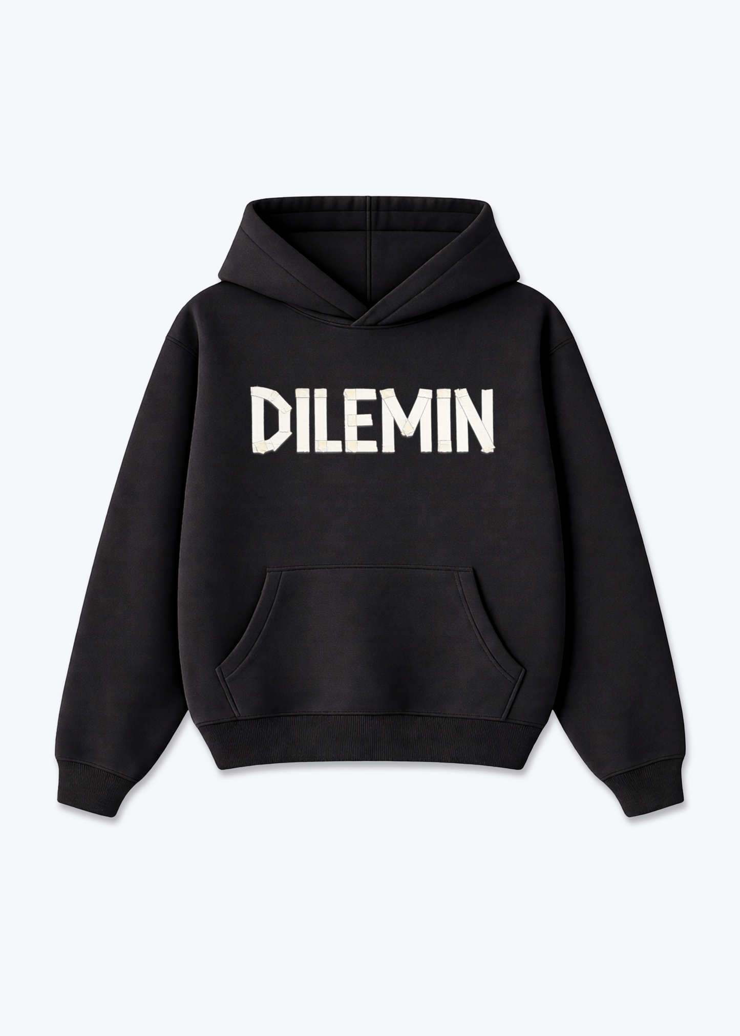 Dilemin Oversized Hoodie - Black Front (Designed)