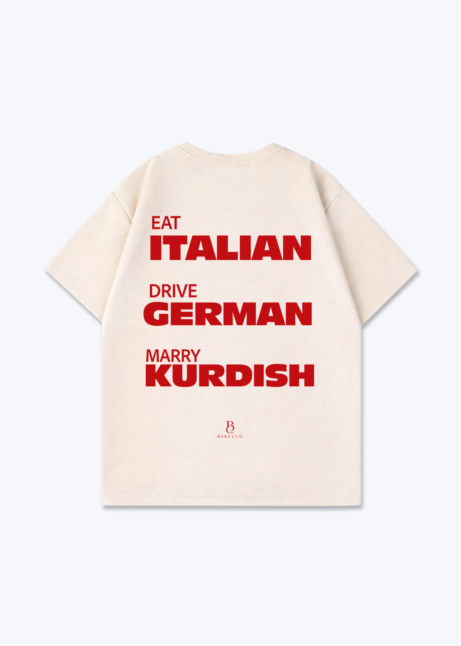 EAT DRIVE MARRY Oversized Shirt - Beige Back (Designed)