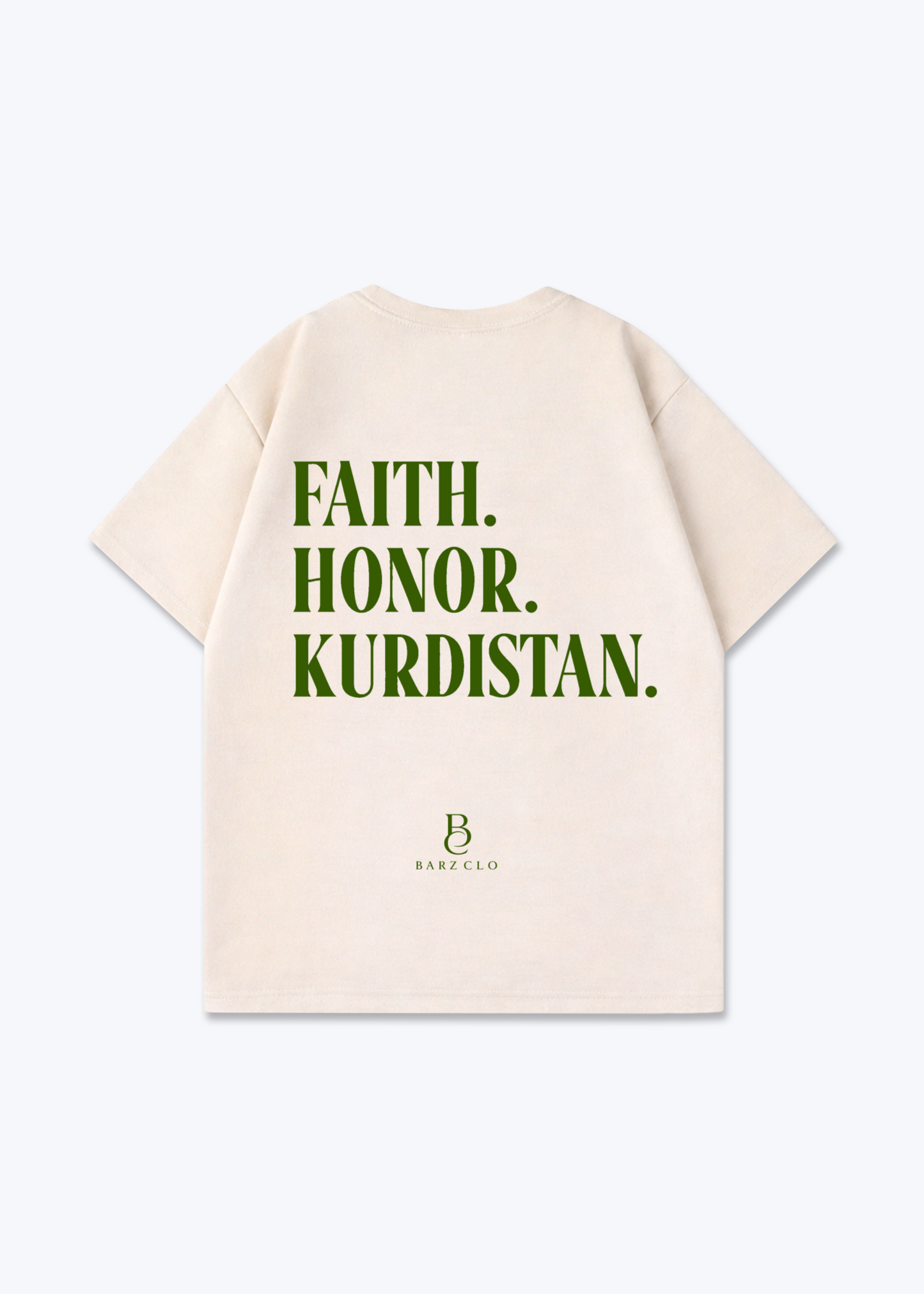 Faith Honor Kurdistan Oversized Shirt - Beige Back (Designed)