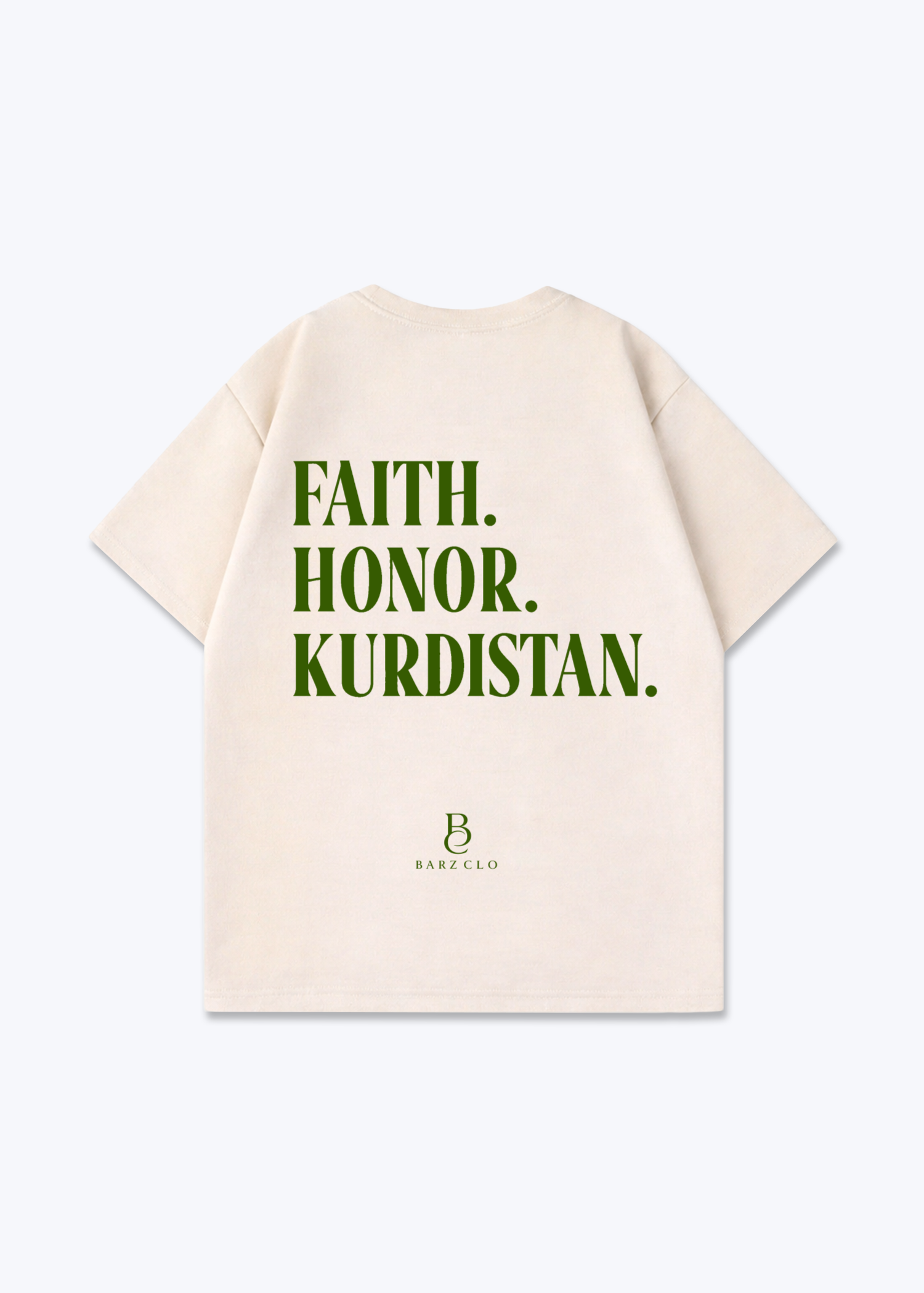 Faith Honor Kurdistan Oversized Shirt - Beige Back (Designed)