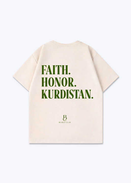 Faith Honor Kurdistan Oversized Shirt - Beige Back (Designed)