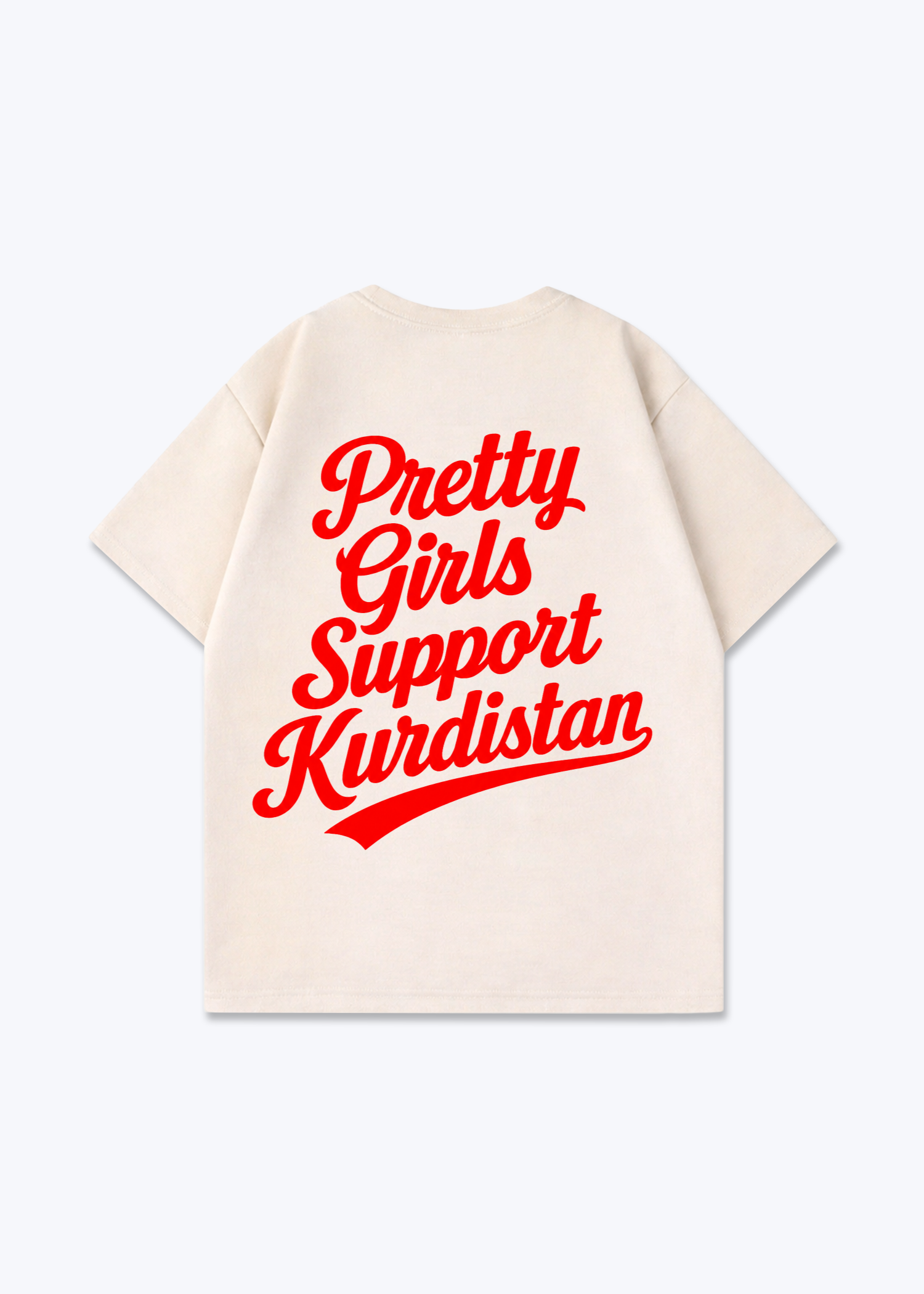 Pretty Girls Support Kurdistan Oversized Shirt - Beige Back (Designed)