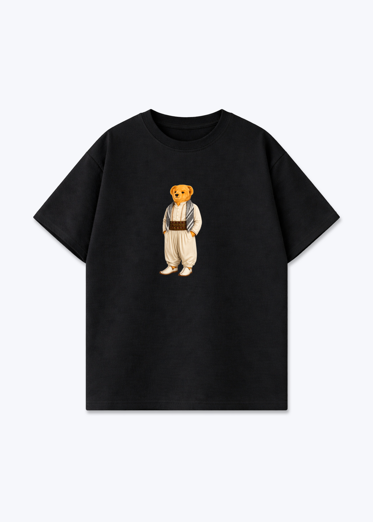 Kurdish Bear Oversized Shirt - Black Front (Designed)