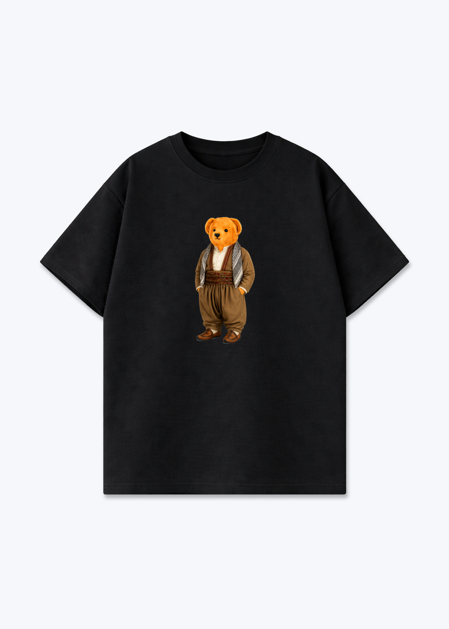 Kurdish Bear brown Oversized Shirt - Black Front (Designed)