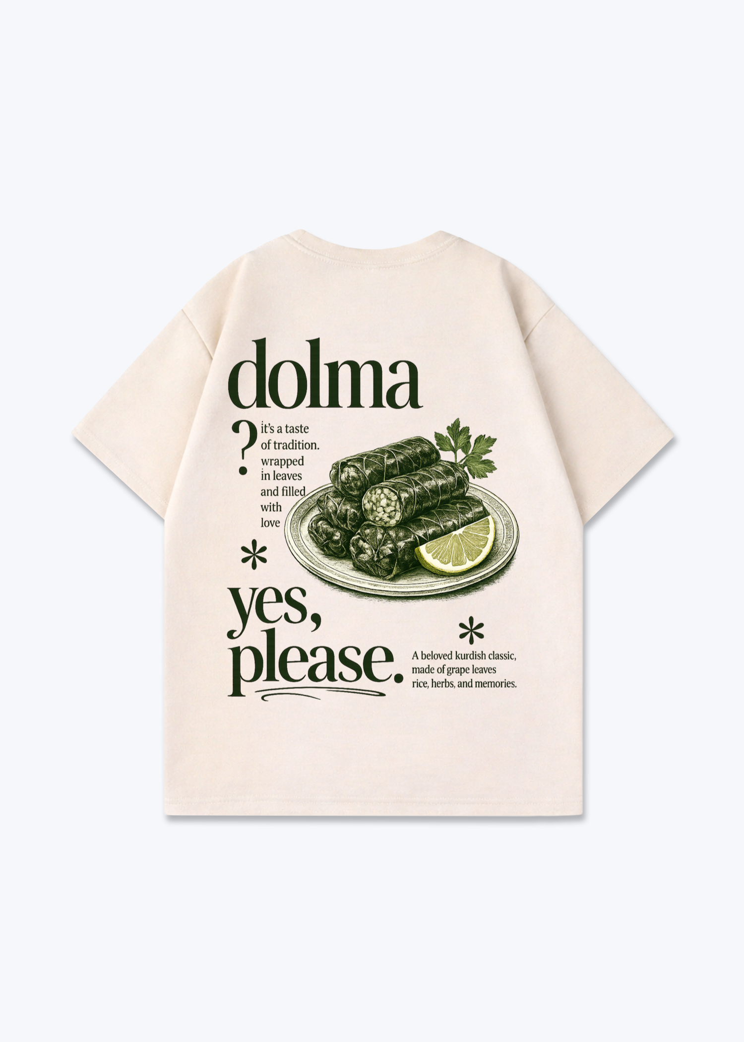 Dolma yes pleaseOversized Shirt - Beige Back (Designed)