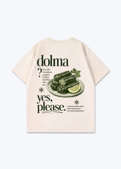 Dolma yes pleaseOversized Shirt - Beige Back (Designed)