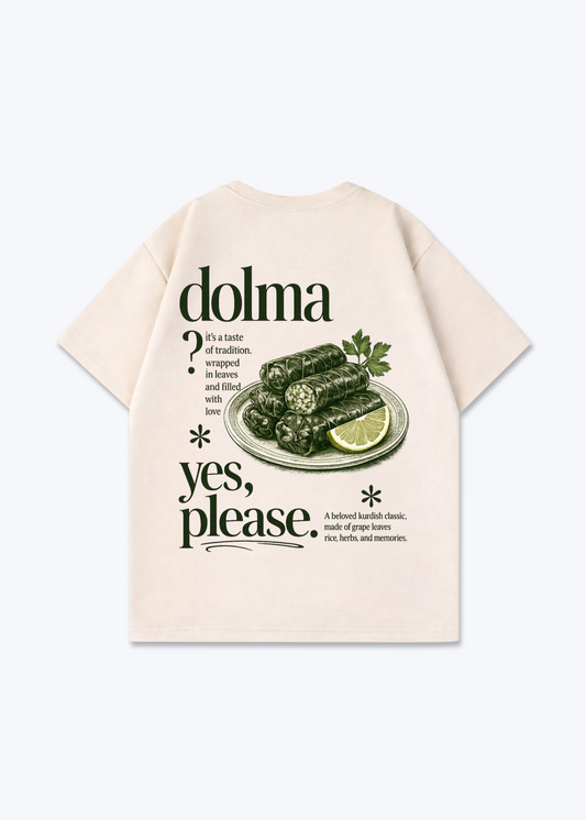 Dolma yes pleaseOversized Shirt - Beige Back (Designed)