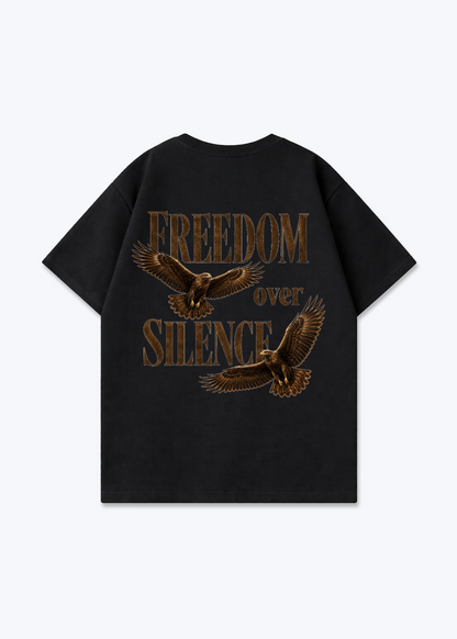 Freedom over Silence Oversized Shirt - Black Back (Designed)