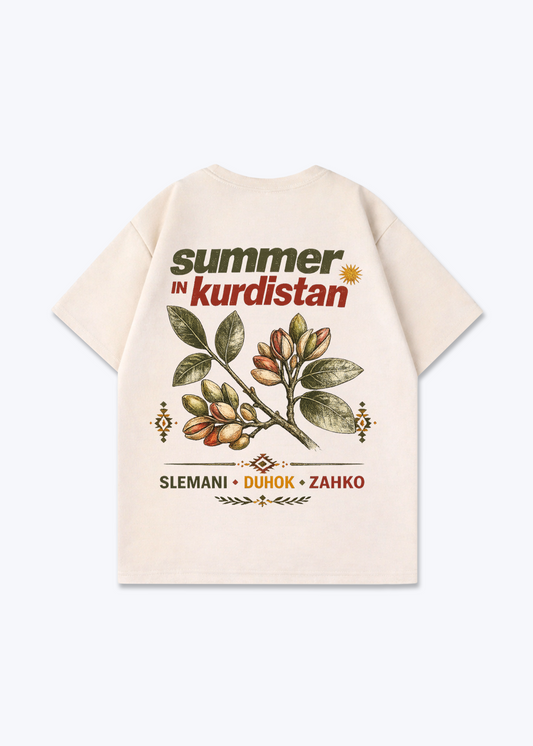 Summer in Kurdistan Pistachio Oversized Shirt - Beige Back (Designed)