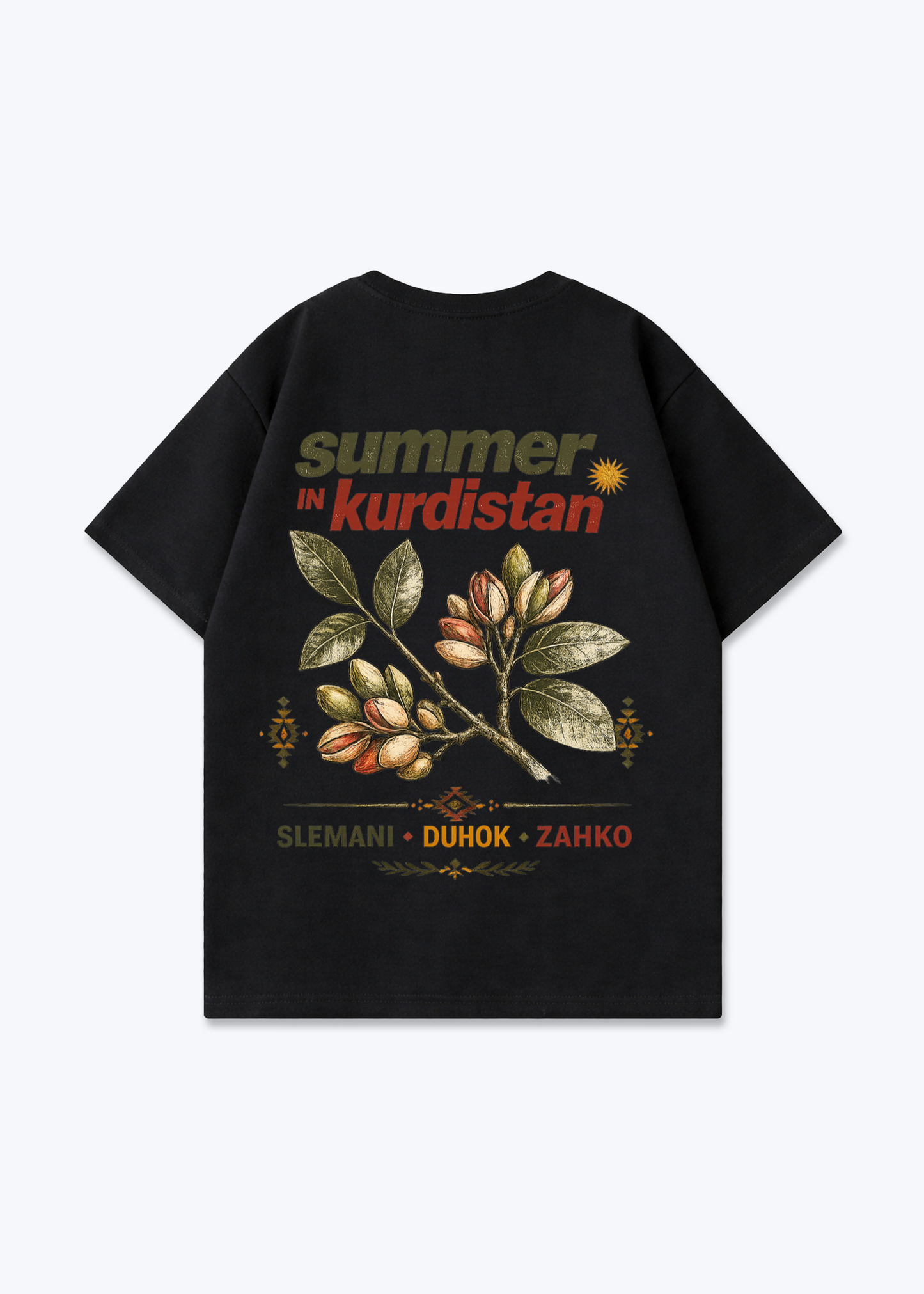 Summer in Kurdistan Pistachio Oversized Shirt - Black Back (Designed)