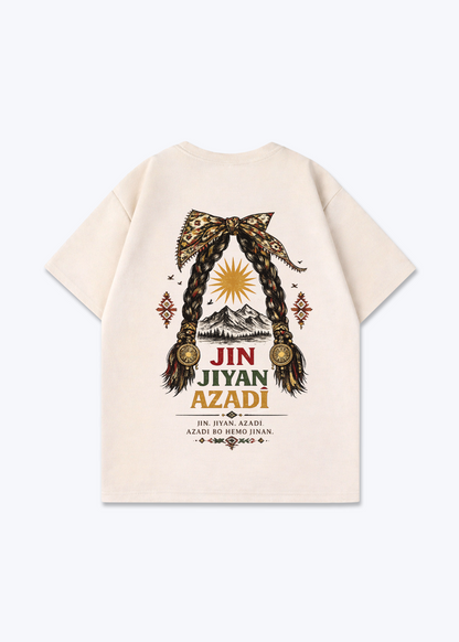 Jin Jiyan Azadi Oversized Shirt - Beige Back (Designed)