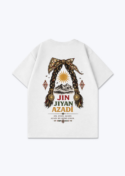 Jin Jiyan Azadi Oversized Shirt - White Back (Designed)