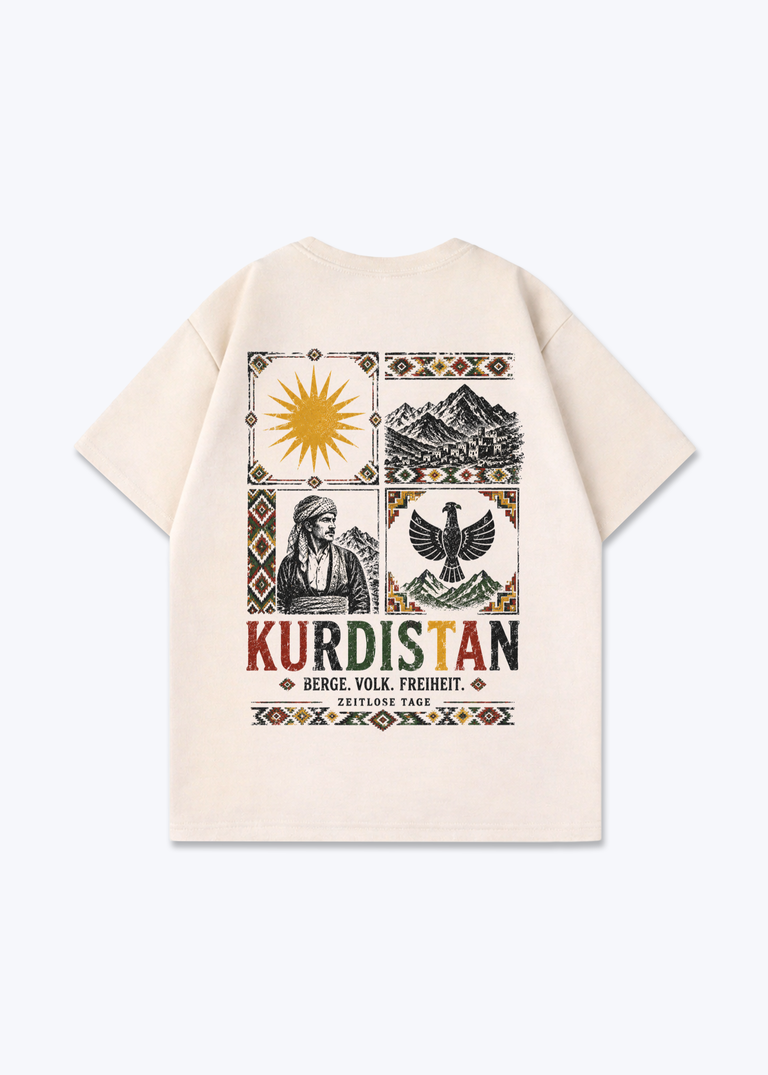 Berge Volk Freiheit Oversized Shirt - Beige Back (Designed)