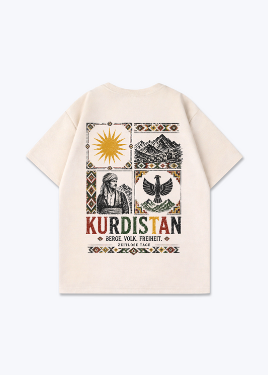Berge Volk Freiheit Oversized Shirt - Beige Back (Designed)