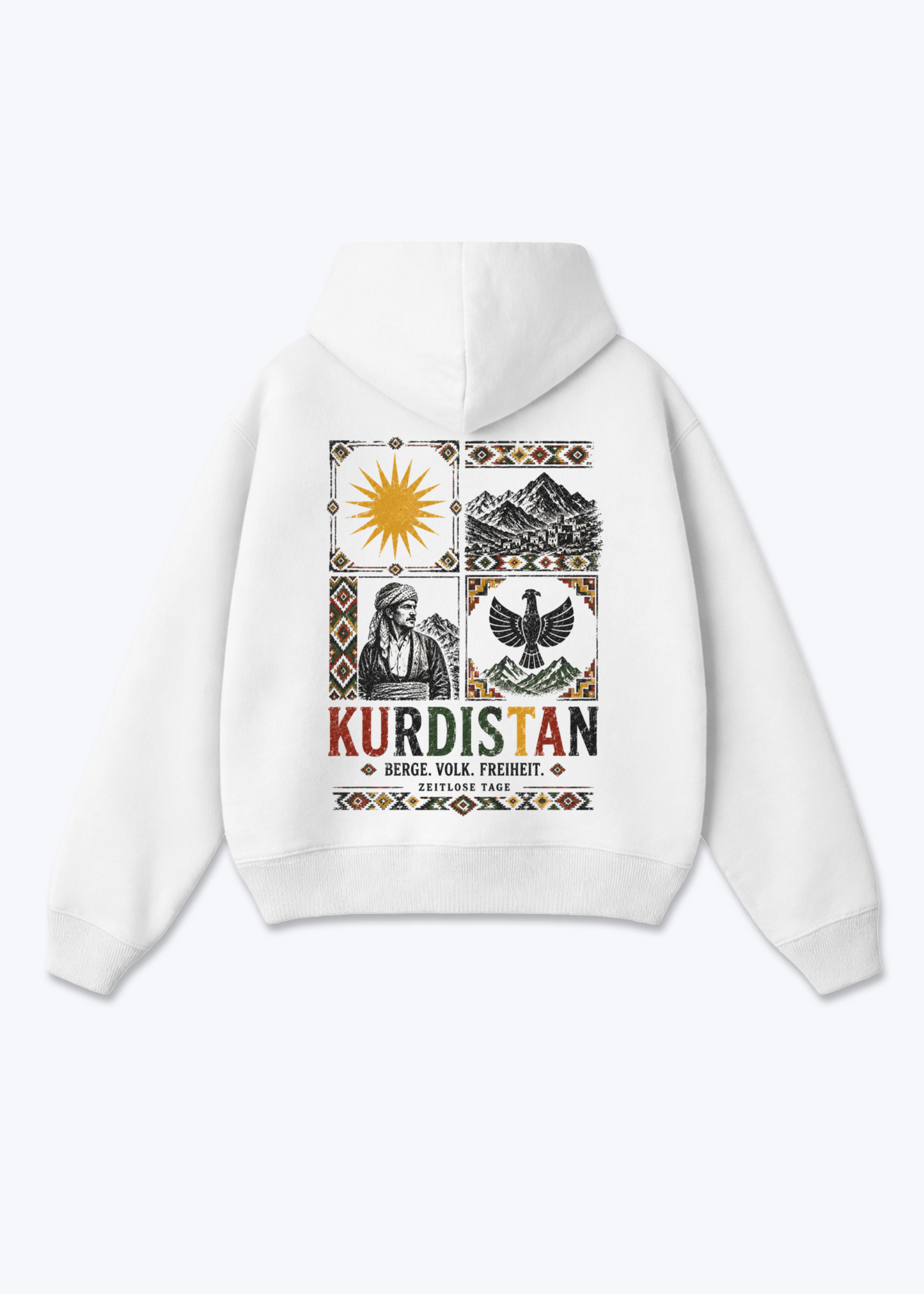 Berge Volk Freiheit Oversized Hoodie - White Back (Designed)