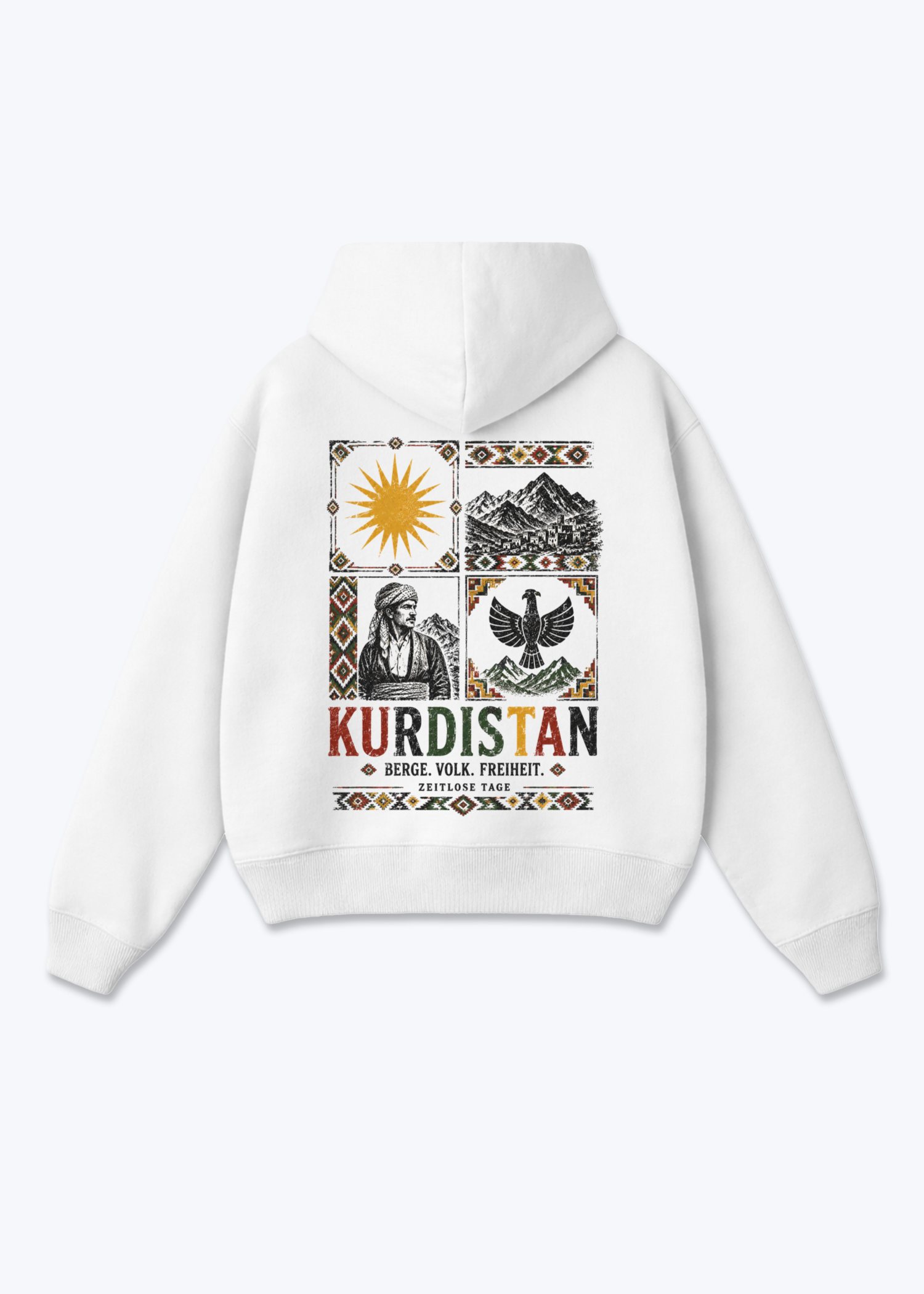 Berge Volk Freiheit Oversized Hoodie - White Back (Designed)