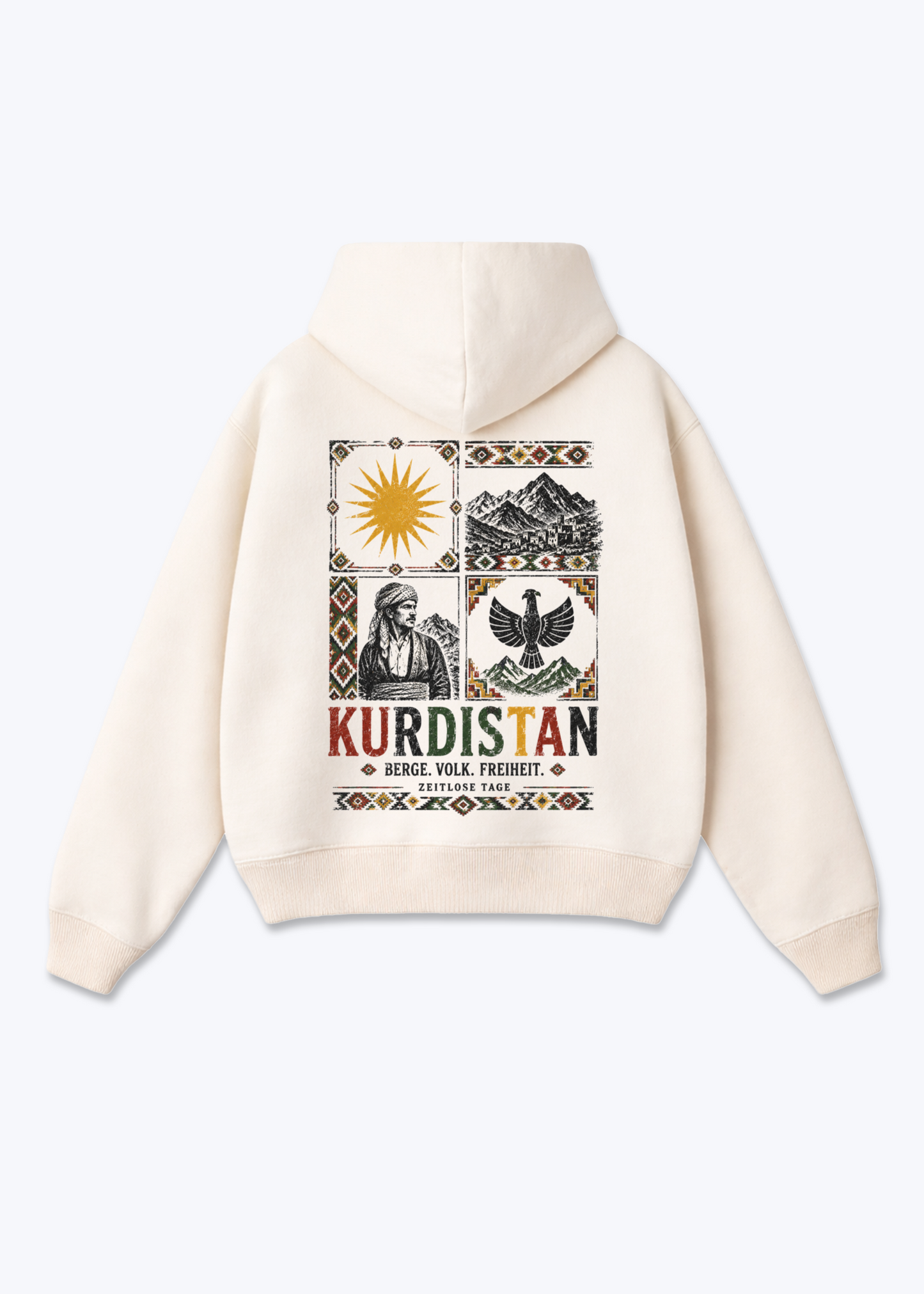 Berge Volk Freiheit Oversized Hoodie - Beige Back (Designed)