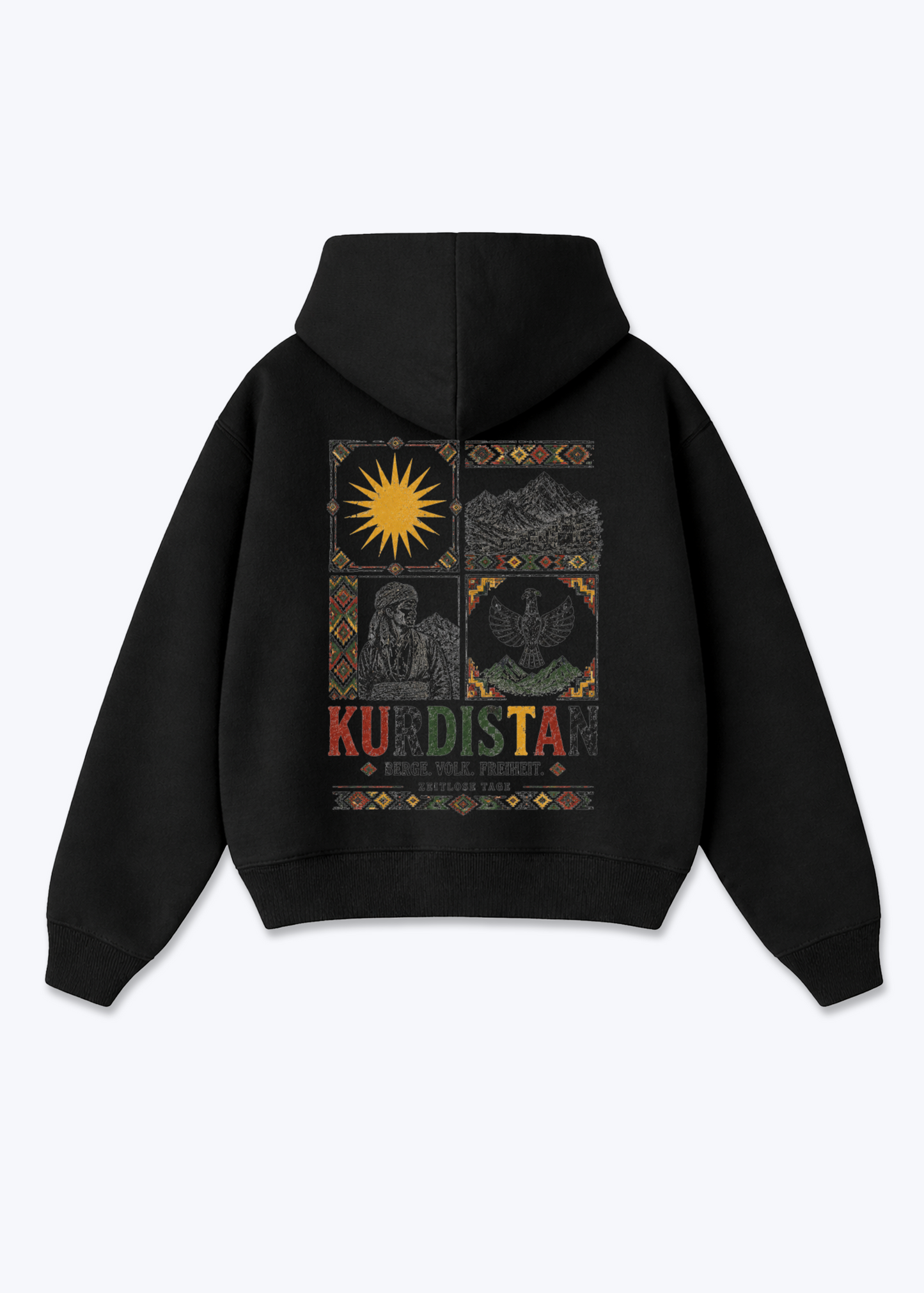 Berge Volk Freiheit Oversized Hoodie - Black Back (Designed)