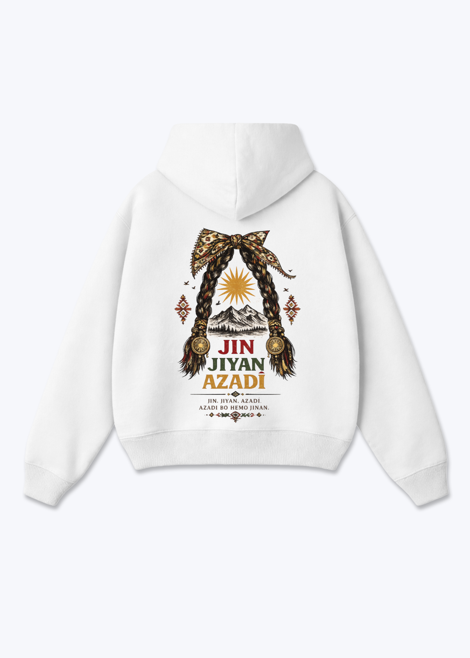 Jin Jiyan Azadi Oversized Hoodie - White Back (Designed)