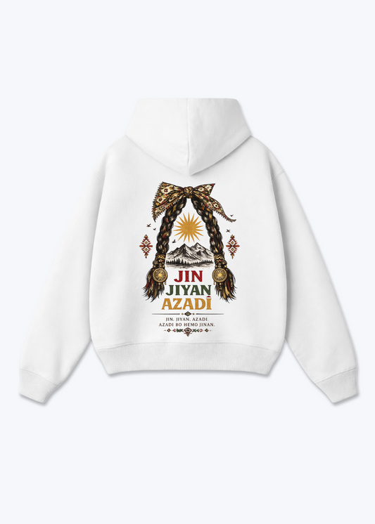 Jin Jiyan Azadi Oversized Hoodie - White Back (Designed)