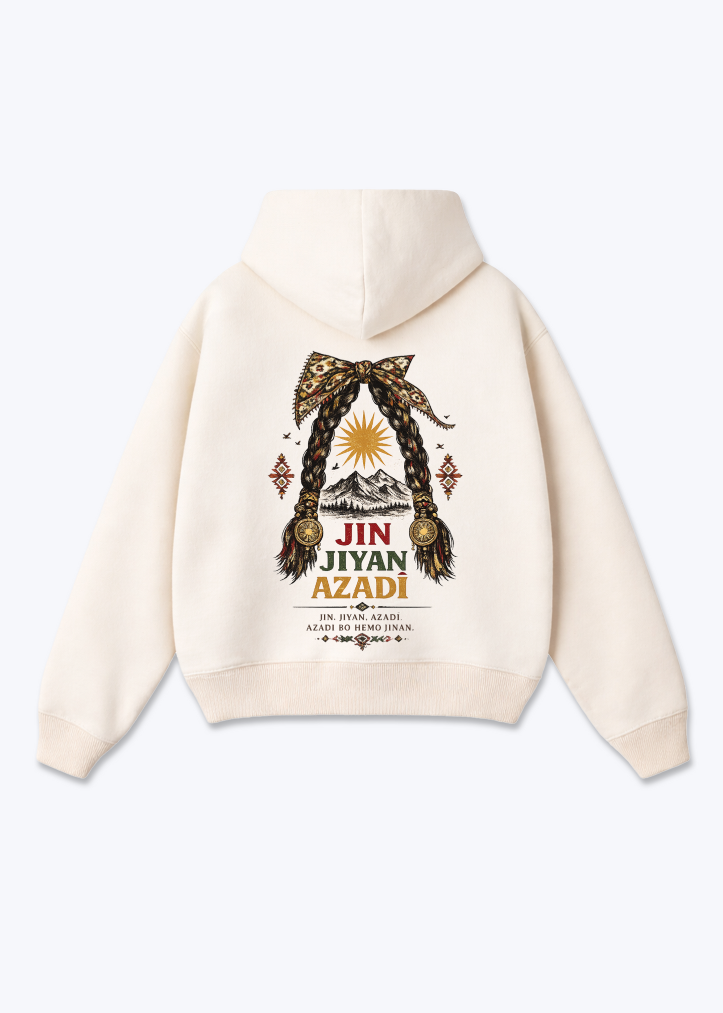 Jin Jiyan Azadi Oversized Hoodie - Beige Back (Designed)