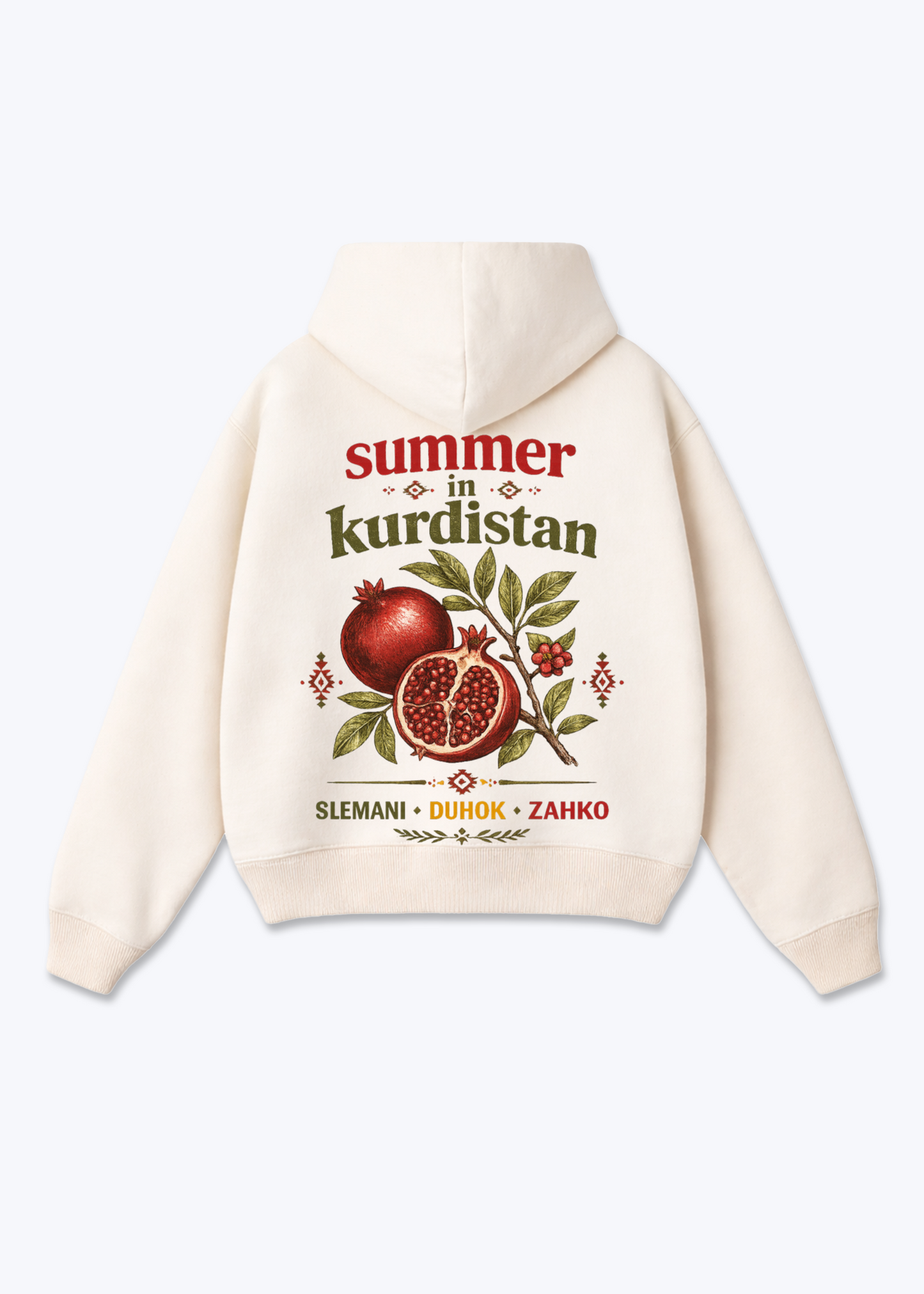 Summer in Kurdistan Oversized Hoodie - Beige Back (Designed)