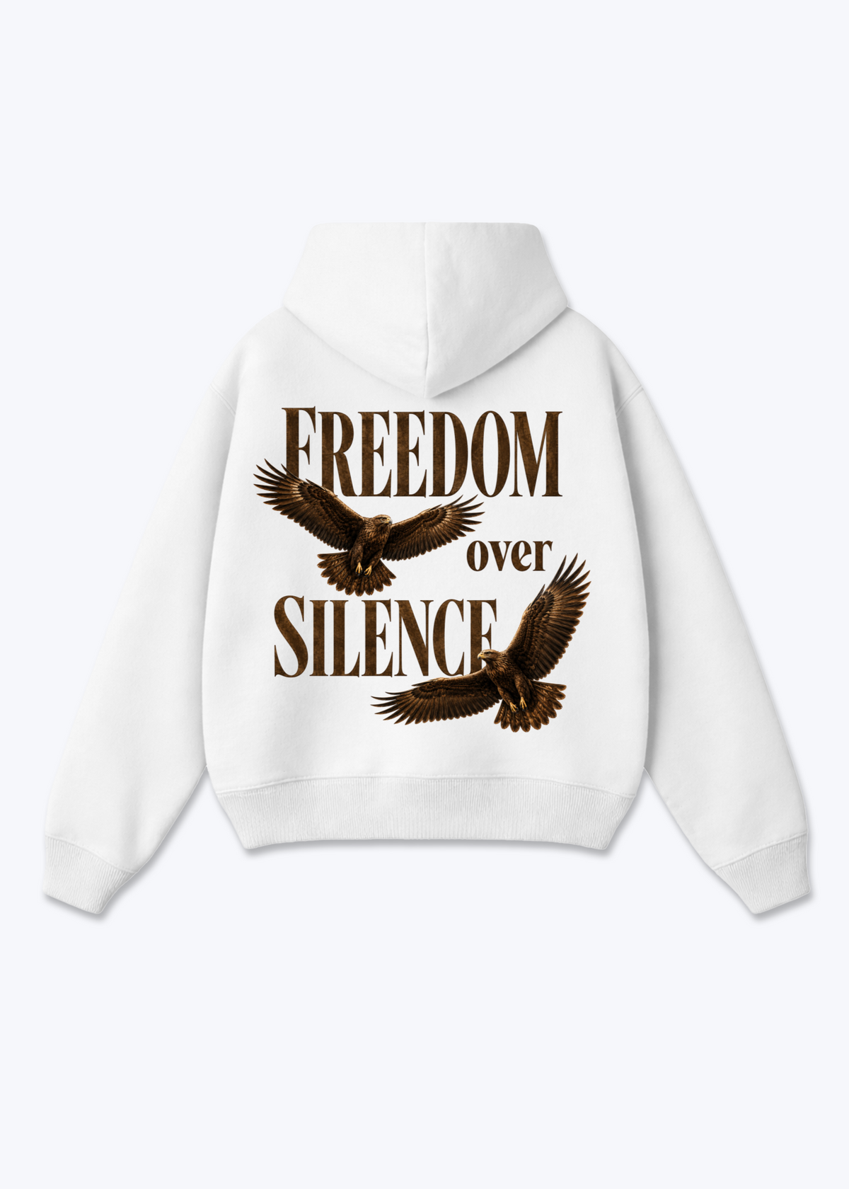 Freedom over Silence Oversized Hoodie - White Back (Designed)