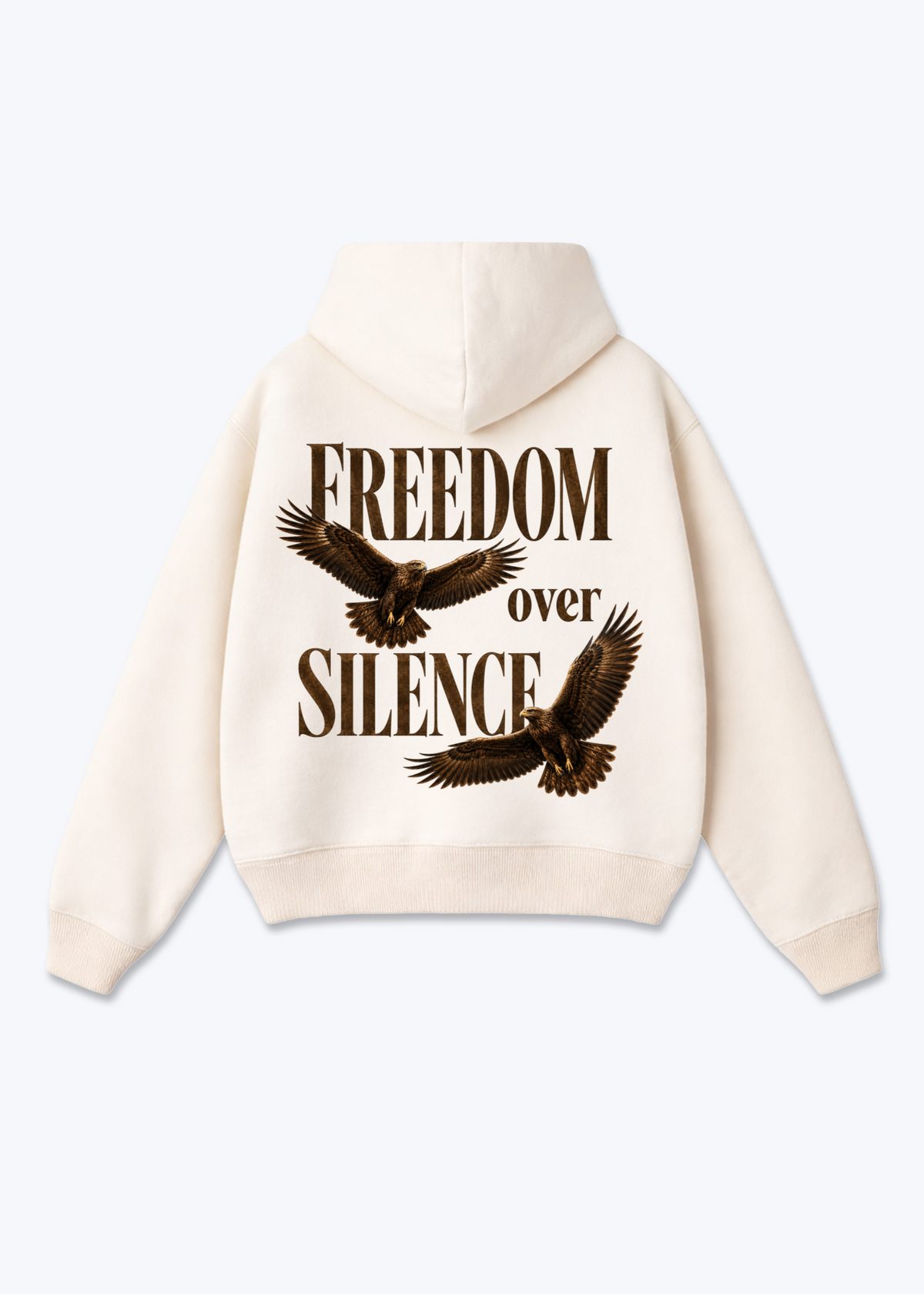 Freedom over Silence Oversized Hoodie - Beige Back (Designed)