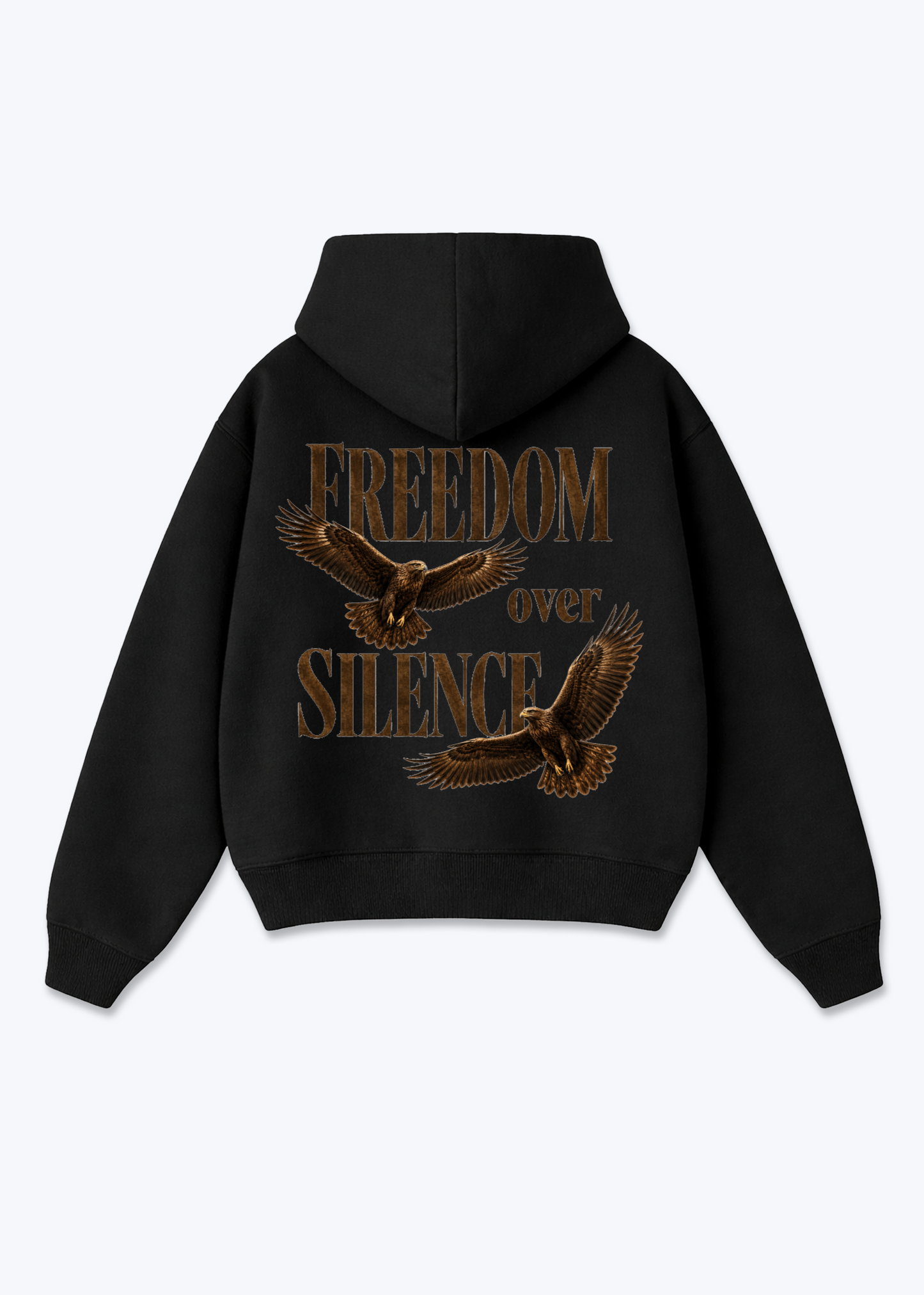 Freedom over Silence Oversized Hoodie - Black Back (Designed)
