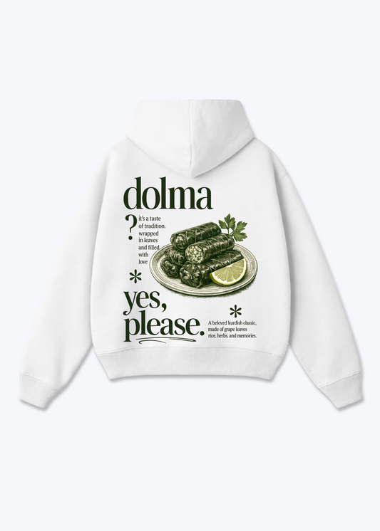 Dolma yes please Oversized Hoodie - White Back (Designed)