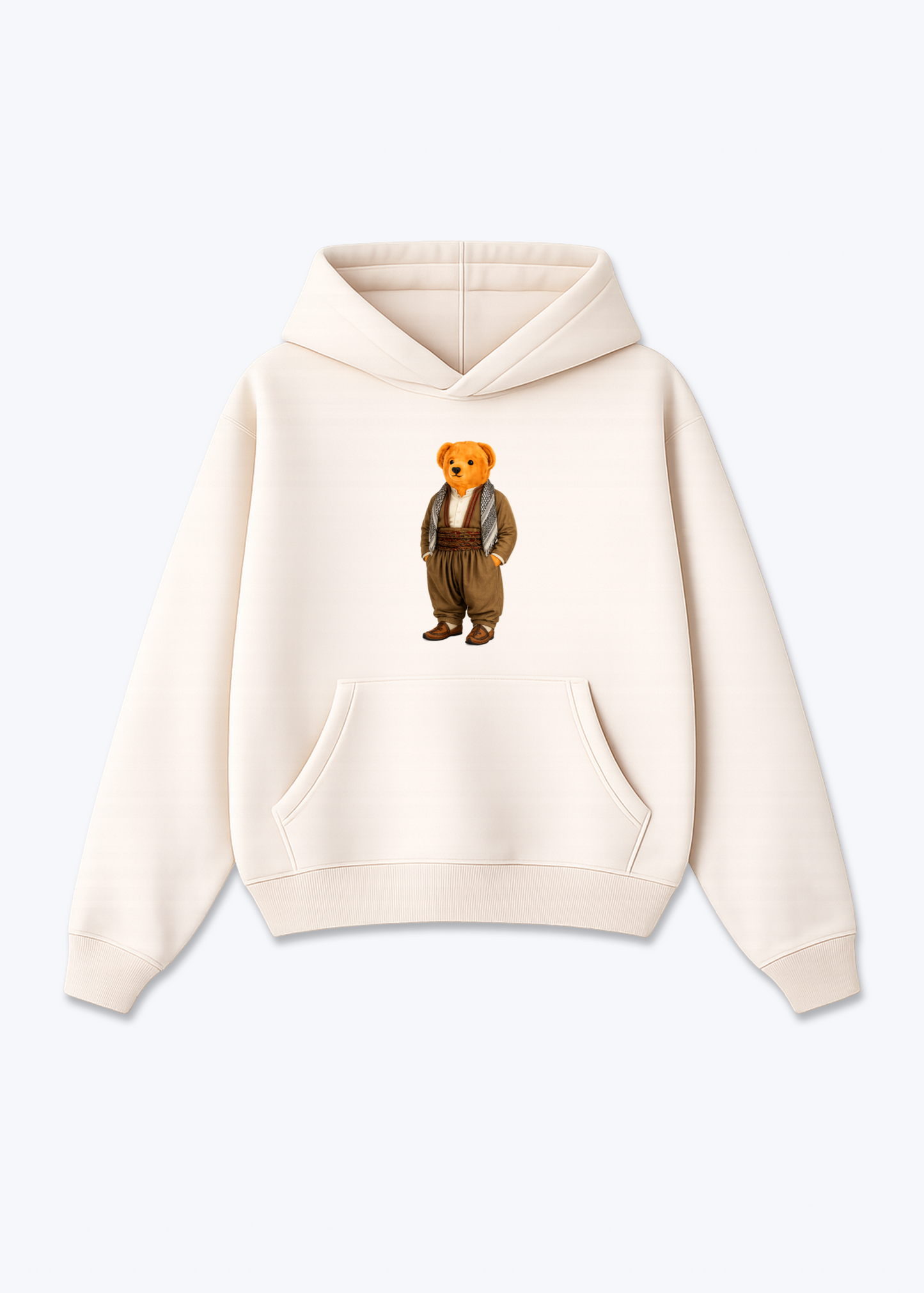 Kurdish Bear brown Oversized Hoodie - Beige Front (Designed)