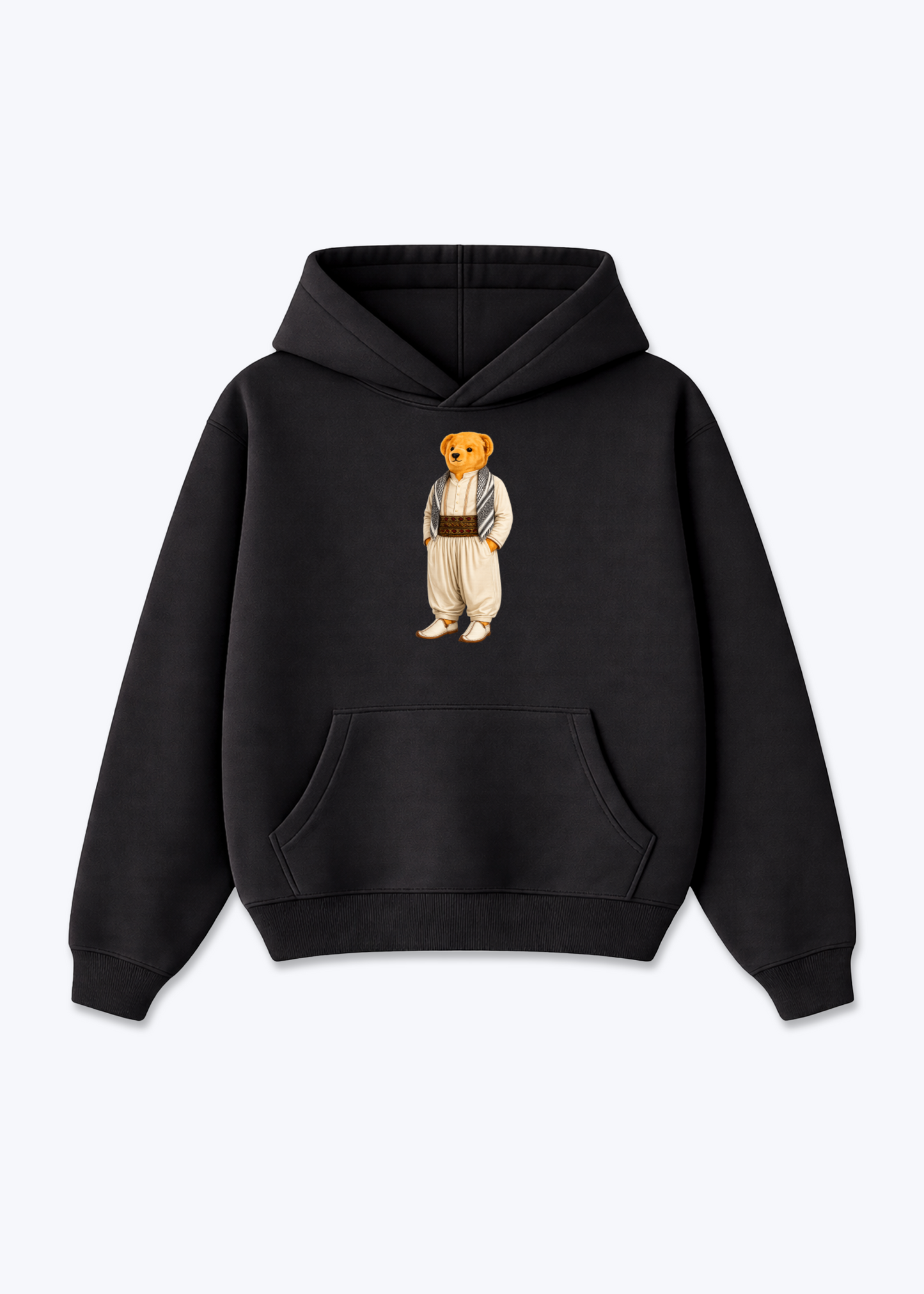 Kurdish Bear Oversized Hoodie - Black Front (Designed)