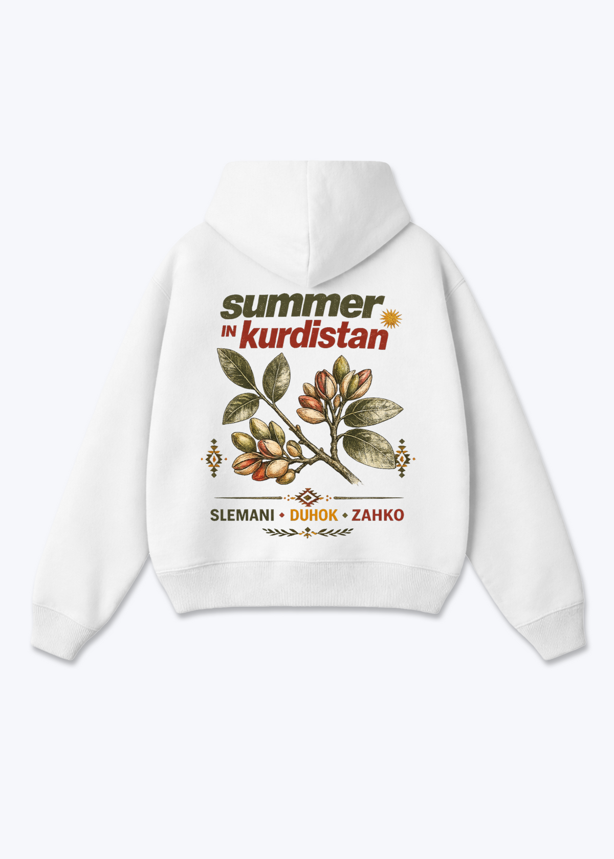 Summer in Kurdistan Pistachio Oversized Hoodie - White Back (Designed)