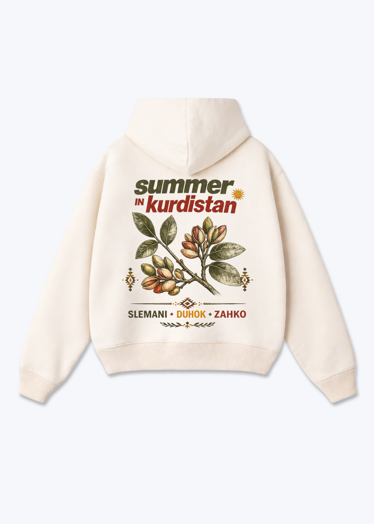 Summer in Kurdistan Pistachio Oversized Hoodie - Beige Back (Designed)