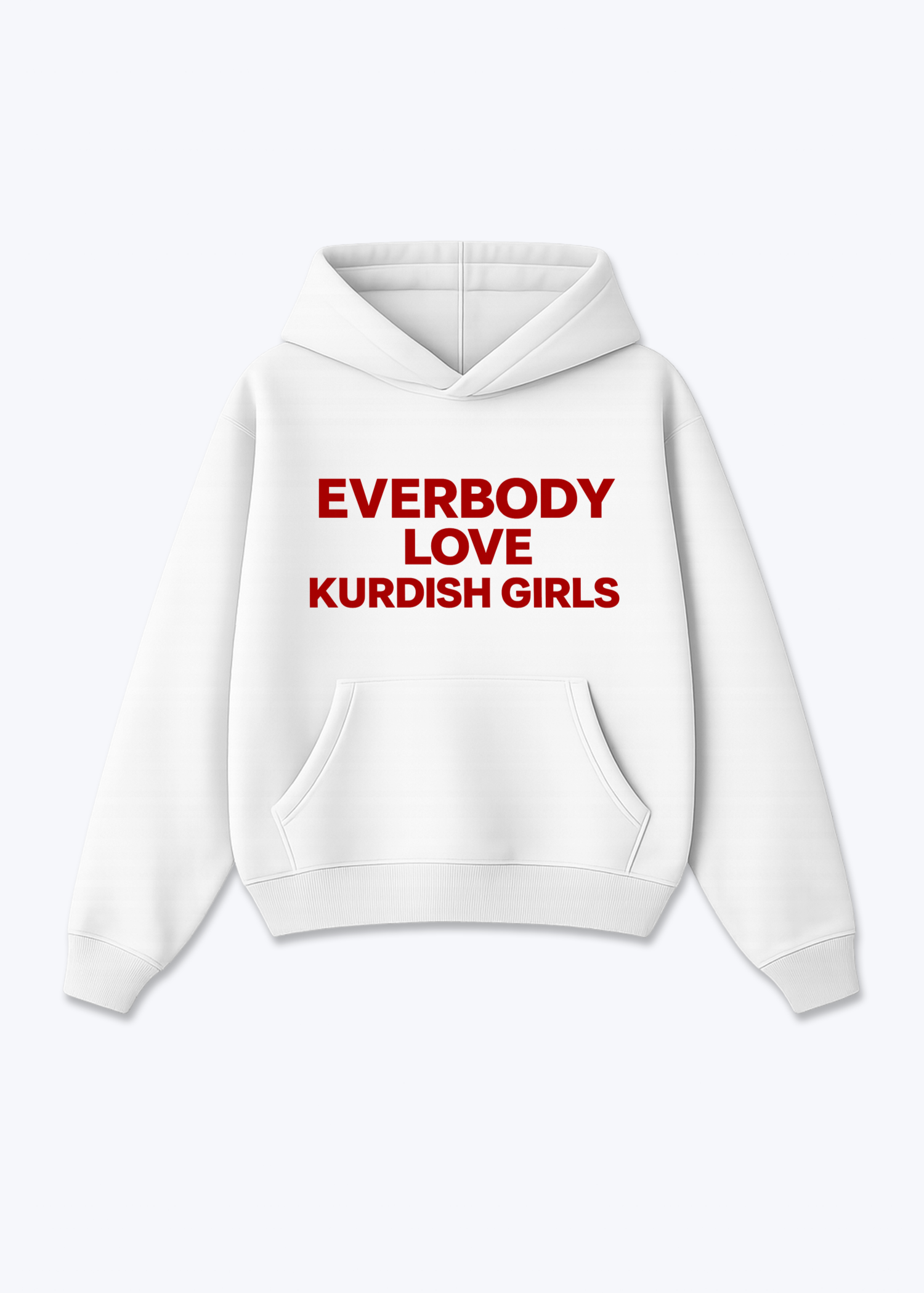 Everbody Love Kurdish Girls Oversized Hoodie - White Front (Designed)