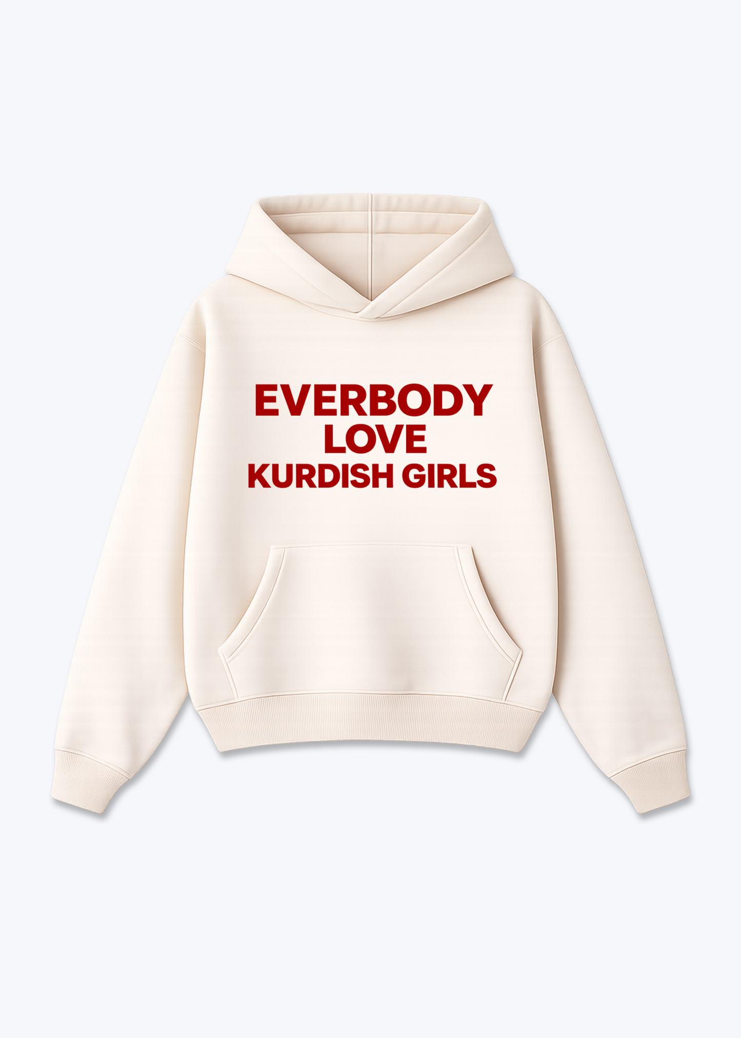Everbody Love Kurdish Girls Oversized Hoodie - Beige Front (Designed)