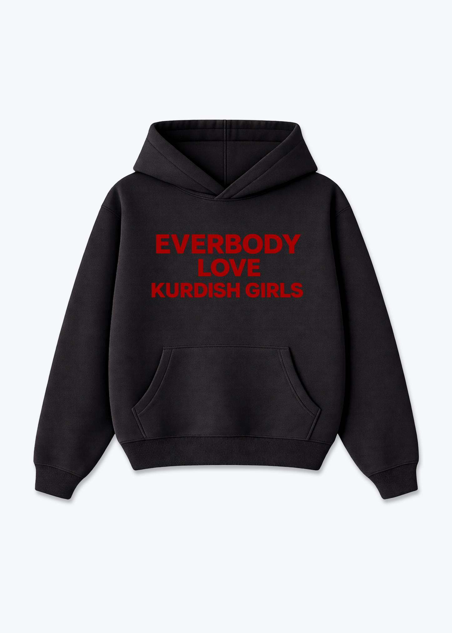 Everbody Love Kurdish Girls Oversized Hoodie - Black Front (Designed)