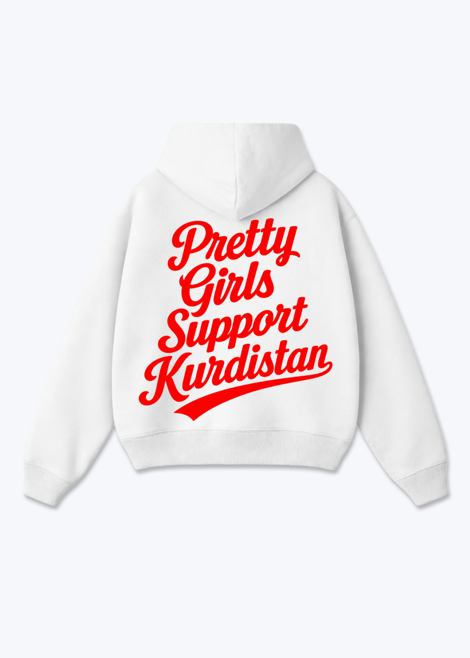Pretty Girls Support Kurdistan Oversized Hoodie - White Back (Designed)