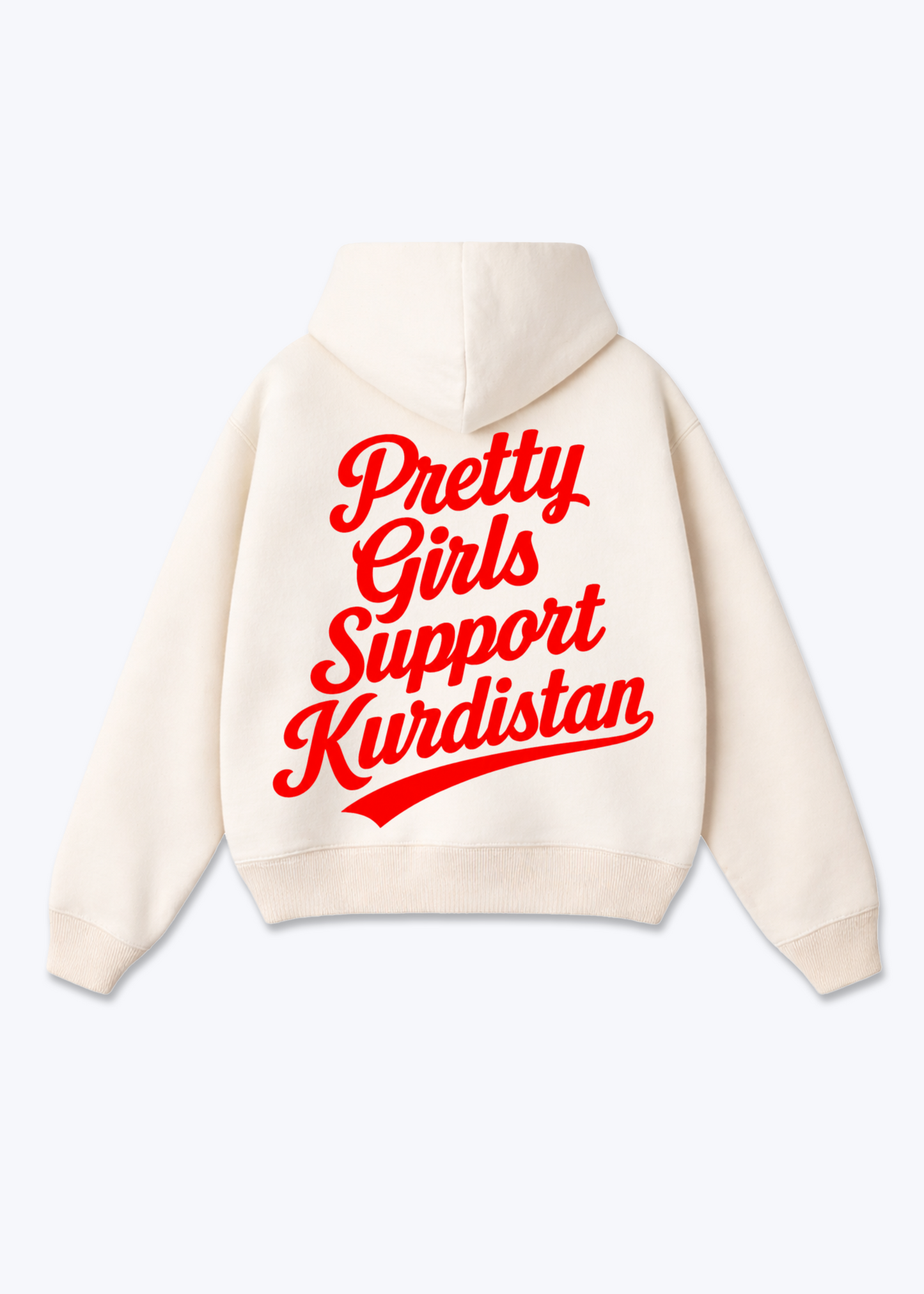 Pretty Girls Support Kurdistan Oversized Hoodie - Beige Back (Designed)
